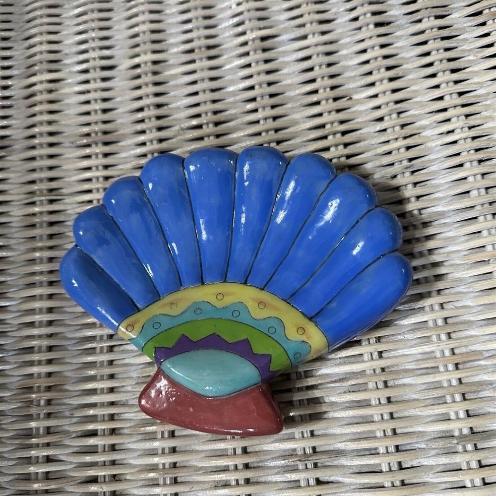 Sue Zipkin Shell SOAP DISH Scallop Seashell Blue